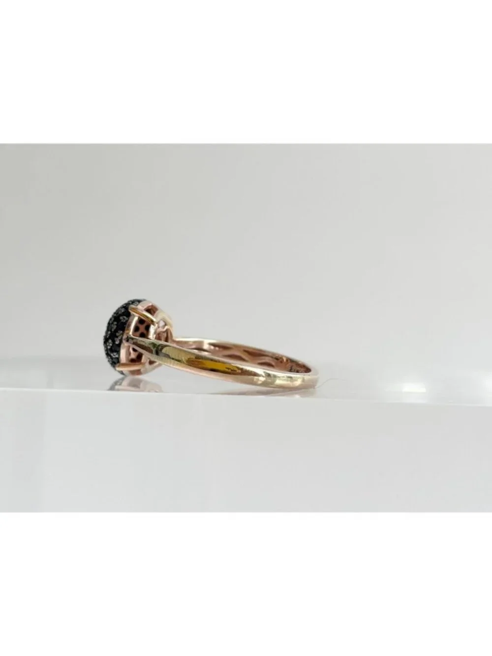 Black Spinel Pave Vermeil Gold Overlay Sterling Silver 925 Vintage Ring - sz 10